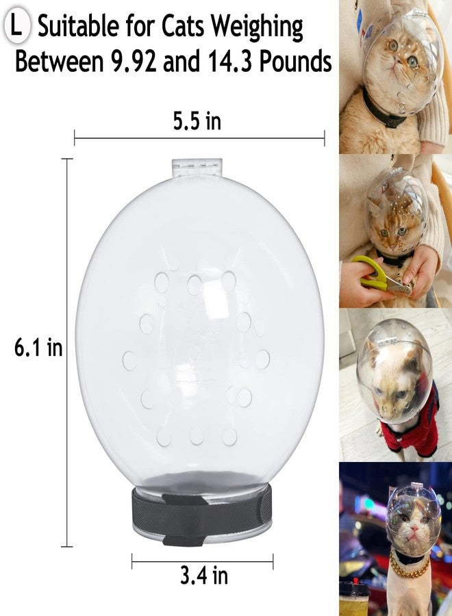 Hoqqf Cat Transparent Muzzle with Breathable Hood, Adjustable Kitten Astronaut Helmet Prevent from pet Biting Chewing Grooming Hoqqf, Ball Mask for Aggressive Cat(L) - Image 4